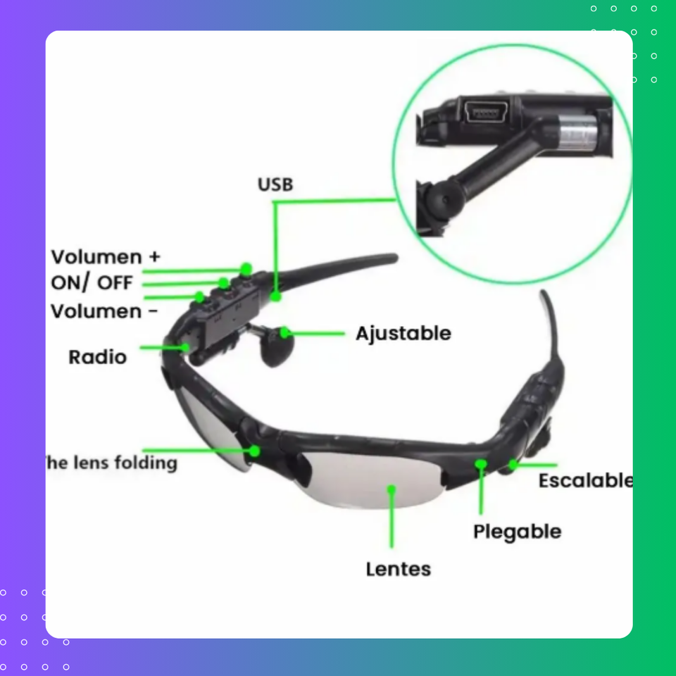 LENTES DE SOL CON BLUETOOTH Y AUDIFONOS
